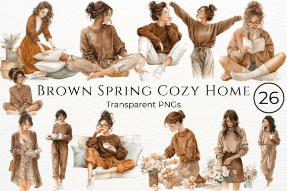 Download Brown Spring Cozy Home Clipart - Spring Collection