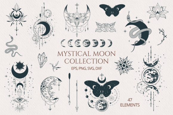 Download Hand Drawn Mystical Moon Collection - Collection Collection