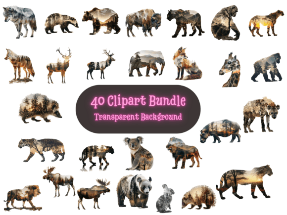 Download Double Exposure Wildlife Clipart Bundle - Wildlife clipart Collection