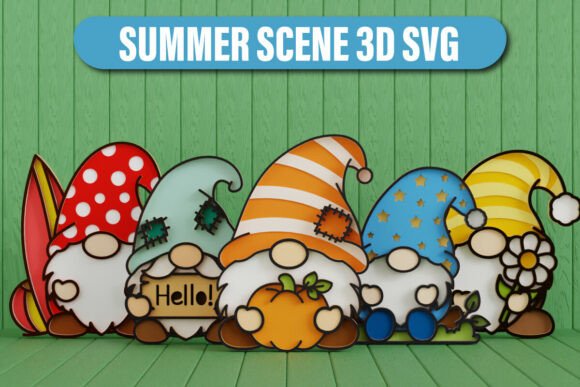 Download Summer Gnome 3D SVG Multilayered Bundle - Gnome Collection