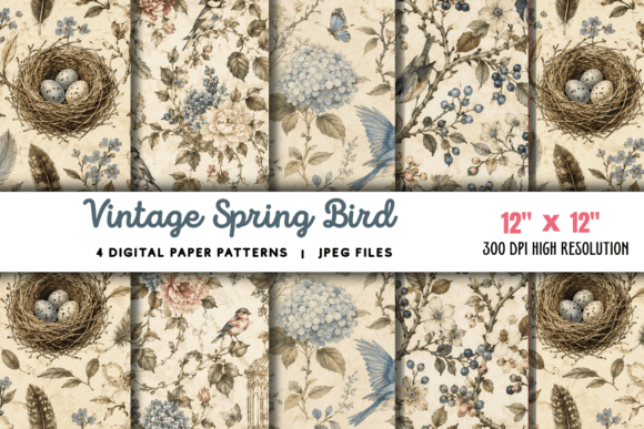 Download Vintage Spring Bird Junk Journal 6 - Spring Collection