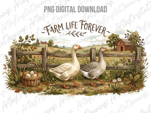 Download Country Farm Life Forever Geese PNG - Farm Collection