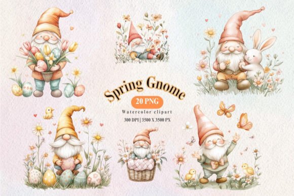 Download Spring Gnome Watercolor Clipart | Easter - Spring Collection