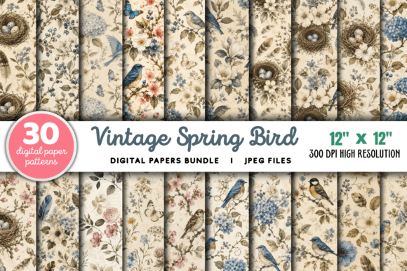 Download Vintage Spring Bird Junk Journal Bundle - Spring Collection