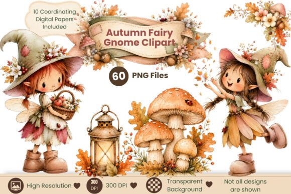 Download Autumn Fairy Gnome Clipart Bundle - Gnome Collection