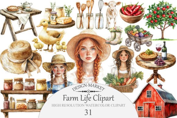 Download Watercolor Farm Life Clipart - Farm Collection