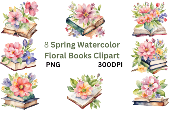 Download Spring Watercolor Floral Books Clipart - Spring Collection