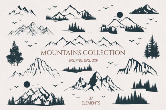 Download Hand Drawn Mountains &amp; Forest Collection - Premium Resources