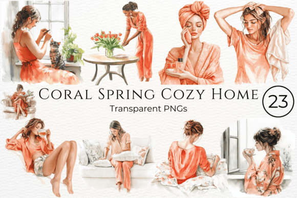 Download Coral Spring Cozy Home Clipart - Spring Collection