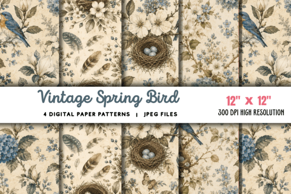Download Vintage Spring Bird Junk Journal 4 - Spring Collection